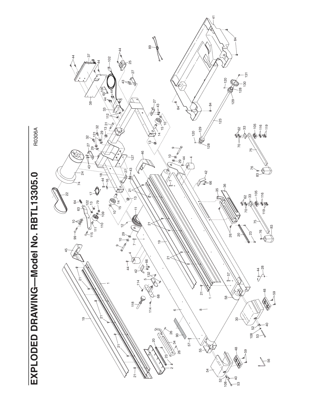 Reebok Fitness manual Exploded DRAWING-Model No. RBTL13305.0 