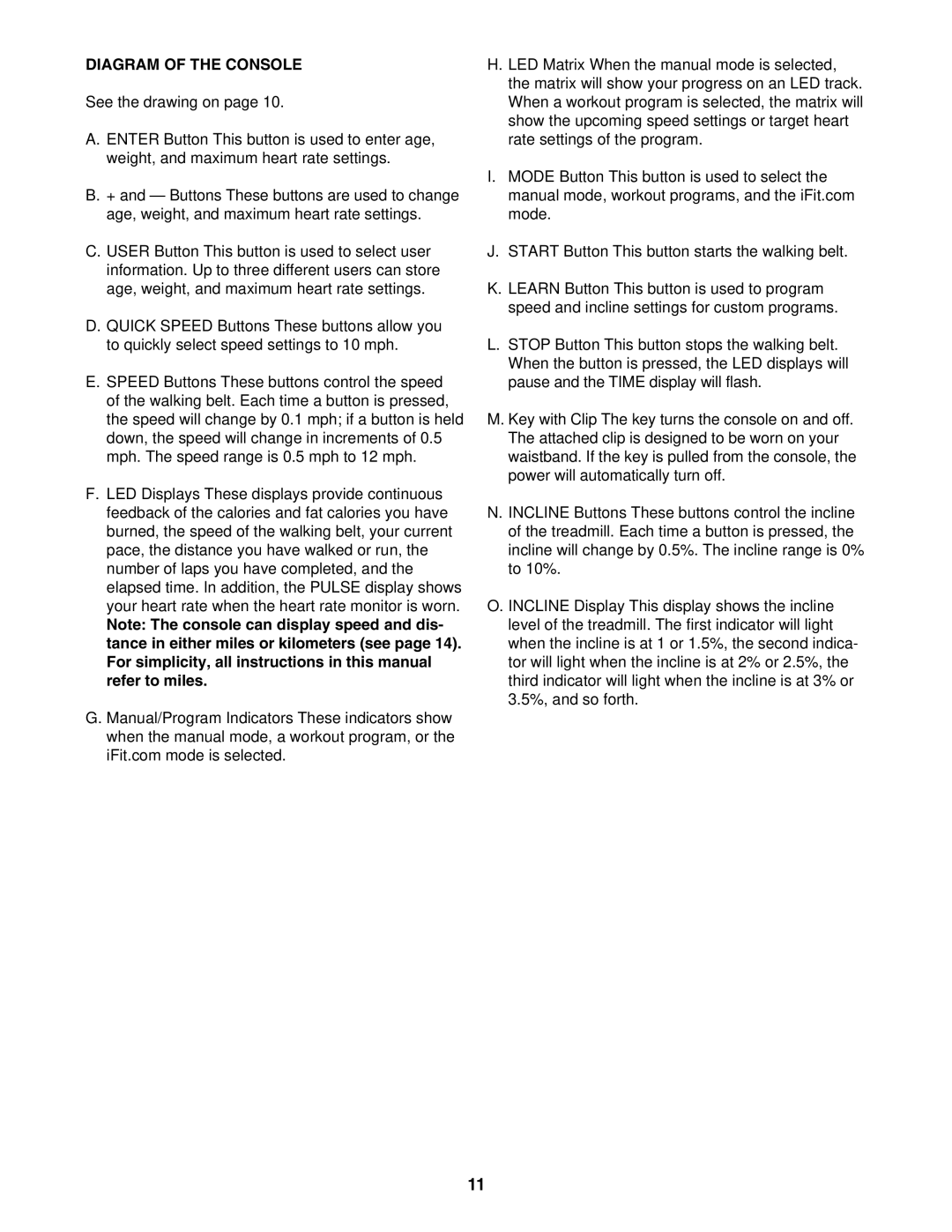 Reebok Fitness RBTL13830 manual Diagram of the Console 