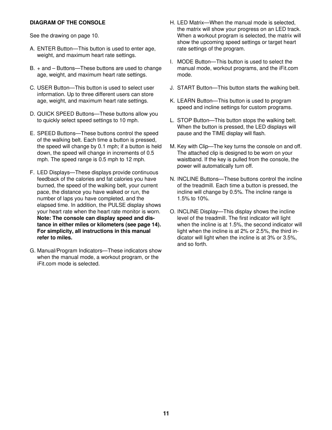 Reebok Fitness RBTL13910 manual Diagram of the Console 