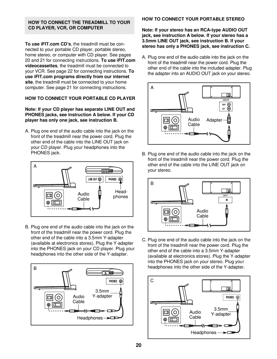 Reebok Fitness RBTL13910 manual HOW to Connect Your Portable Stereo 