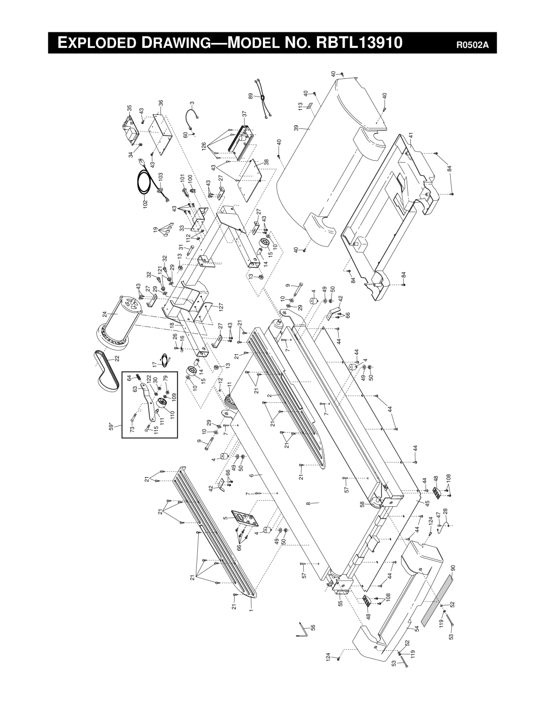 Reebok Fitness manual Exploded DRAWING-MODEL NO. RBTL13910 