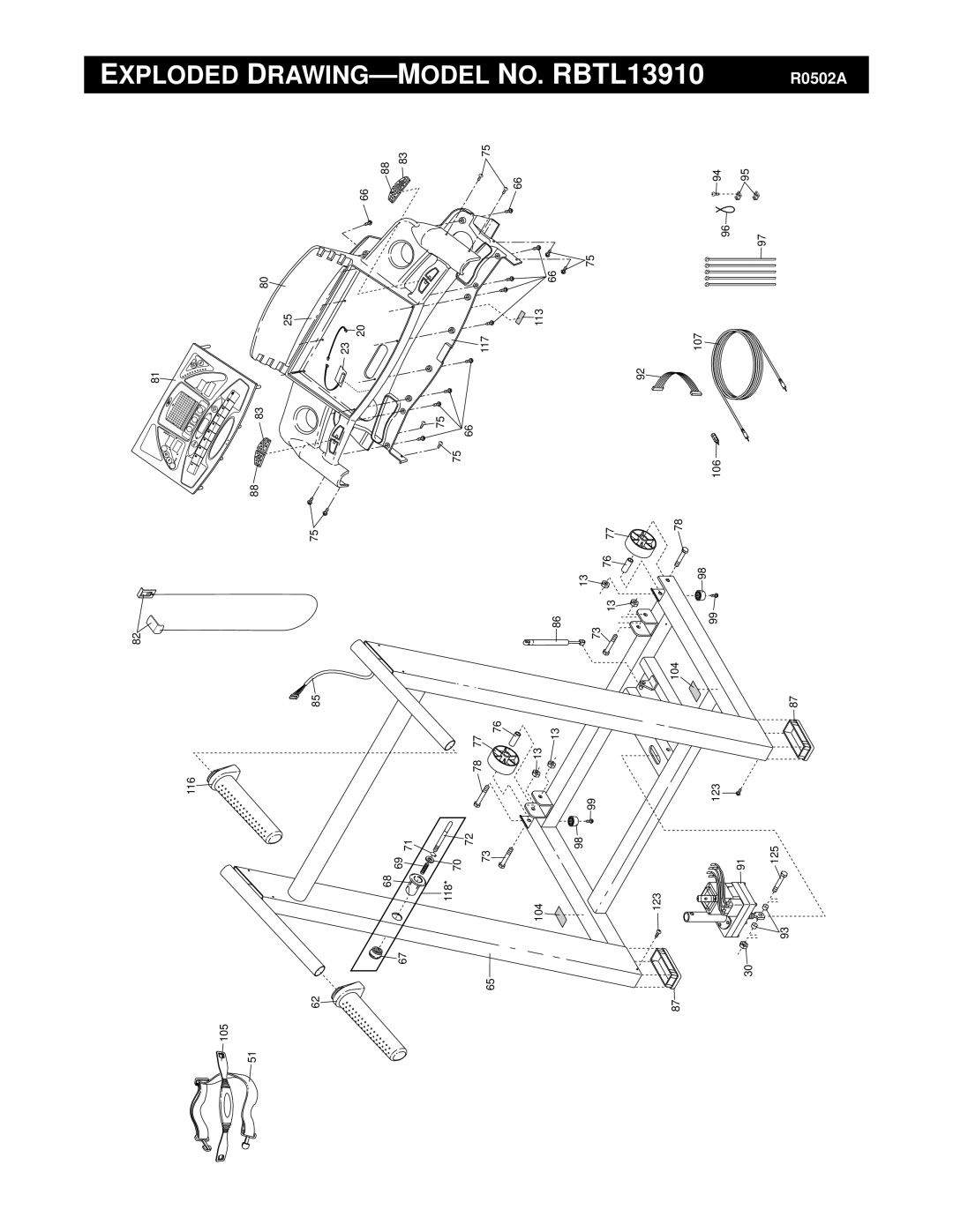 Reebok Fitness RBTL13910 manual Exploded DRAWING-MODEL no 