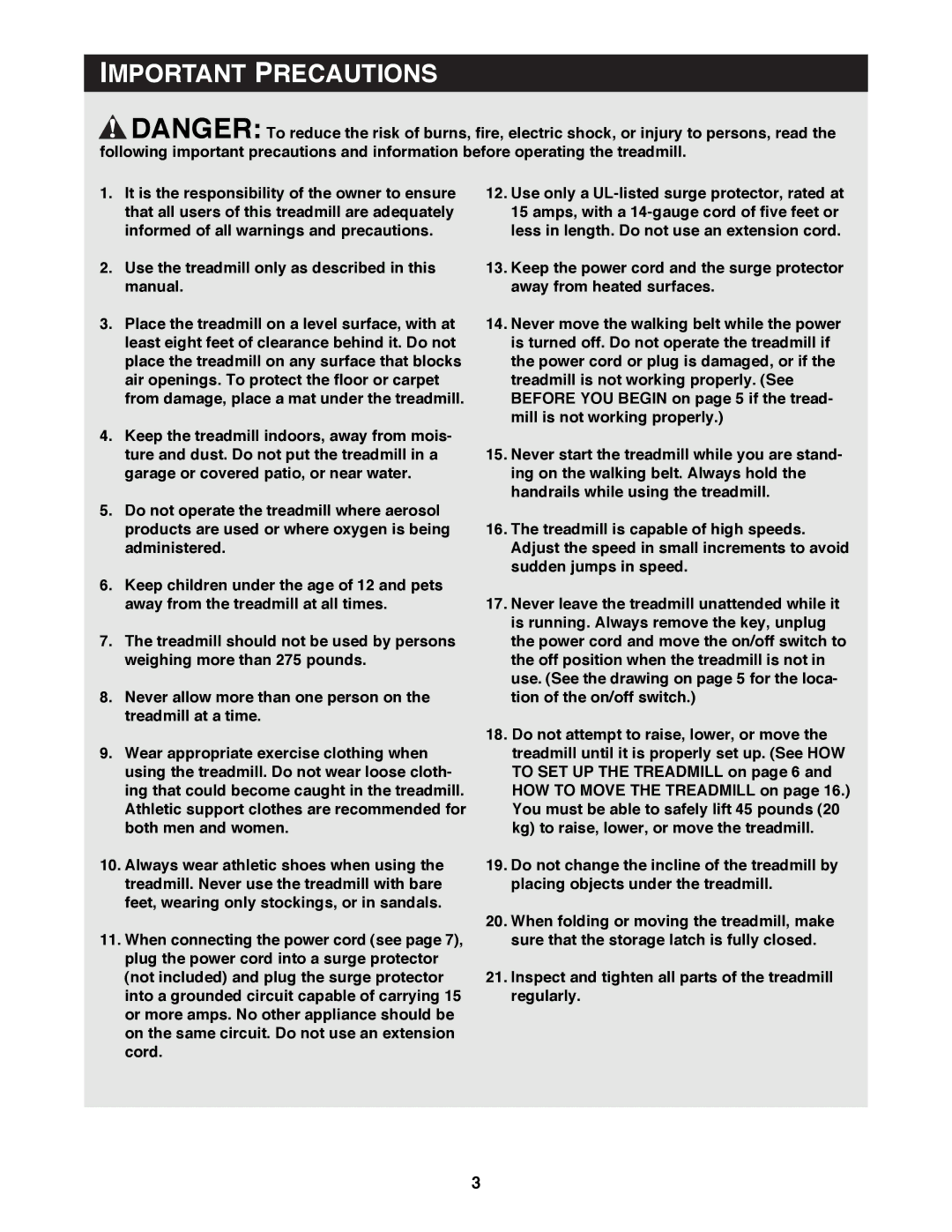 Reebok Fitness RBTL13981 manual Important Precautions 