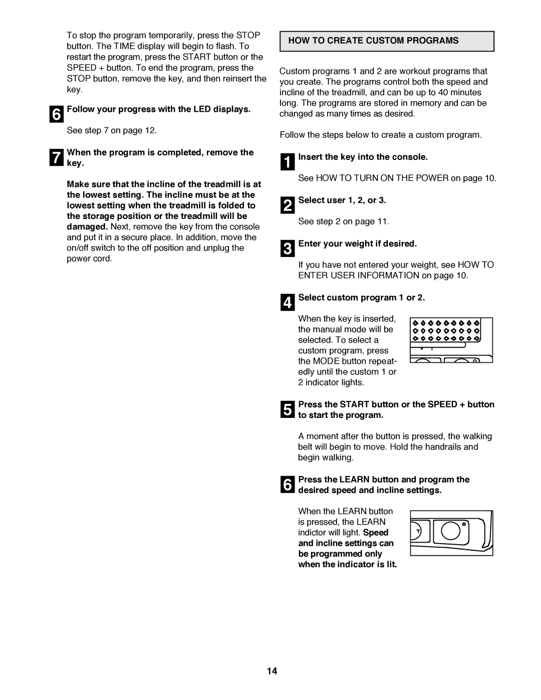 Reebok Fitness RBTL13990 manual Follow your progress with the LED displays, HOW to Create Custom Programs 