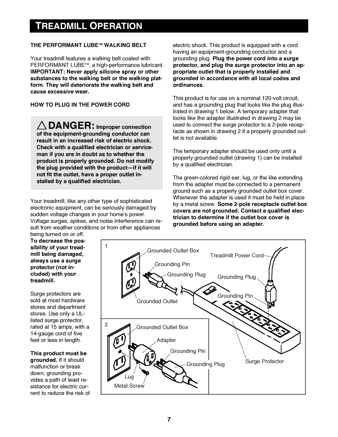 Reebok Fitness RBTL13990 manual Treadmill Operation, Performant Lubetm Walking Belt, HOW to Plug in the Power Cord 