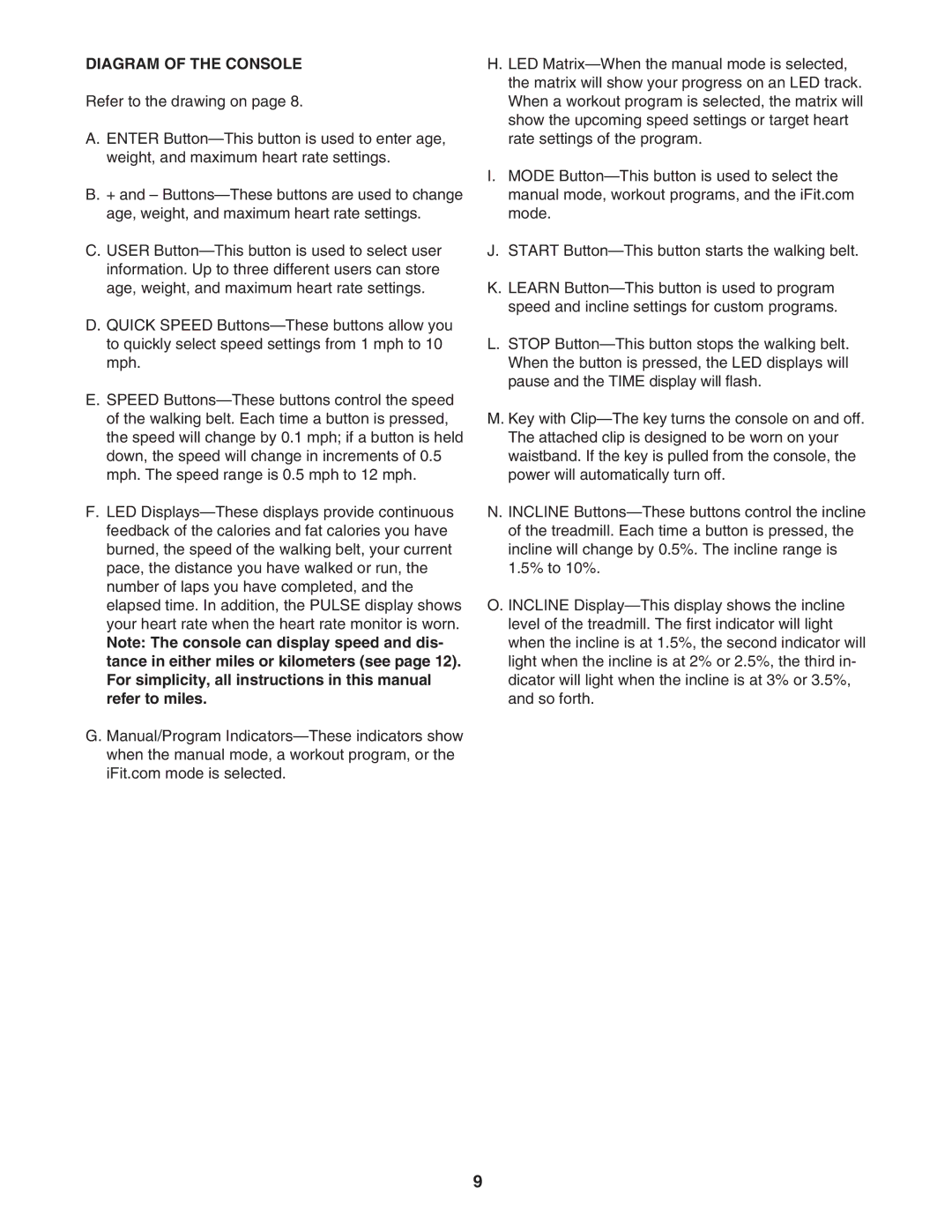 Reebok Fitness RBTL14501 manual Diagram of the Console 