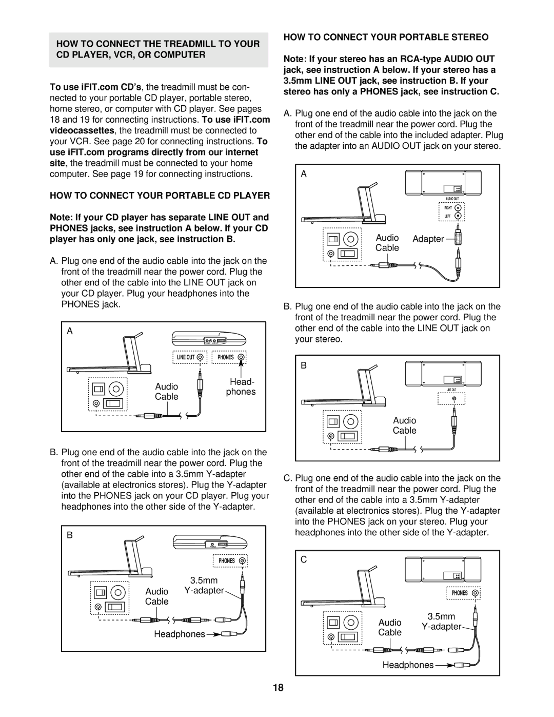 Reebok Fitness RBTL14600 manual HOW to Connect Your Portable Stereo 