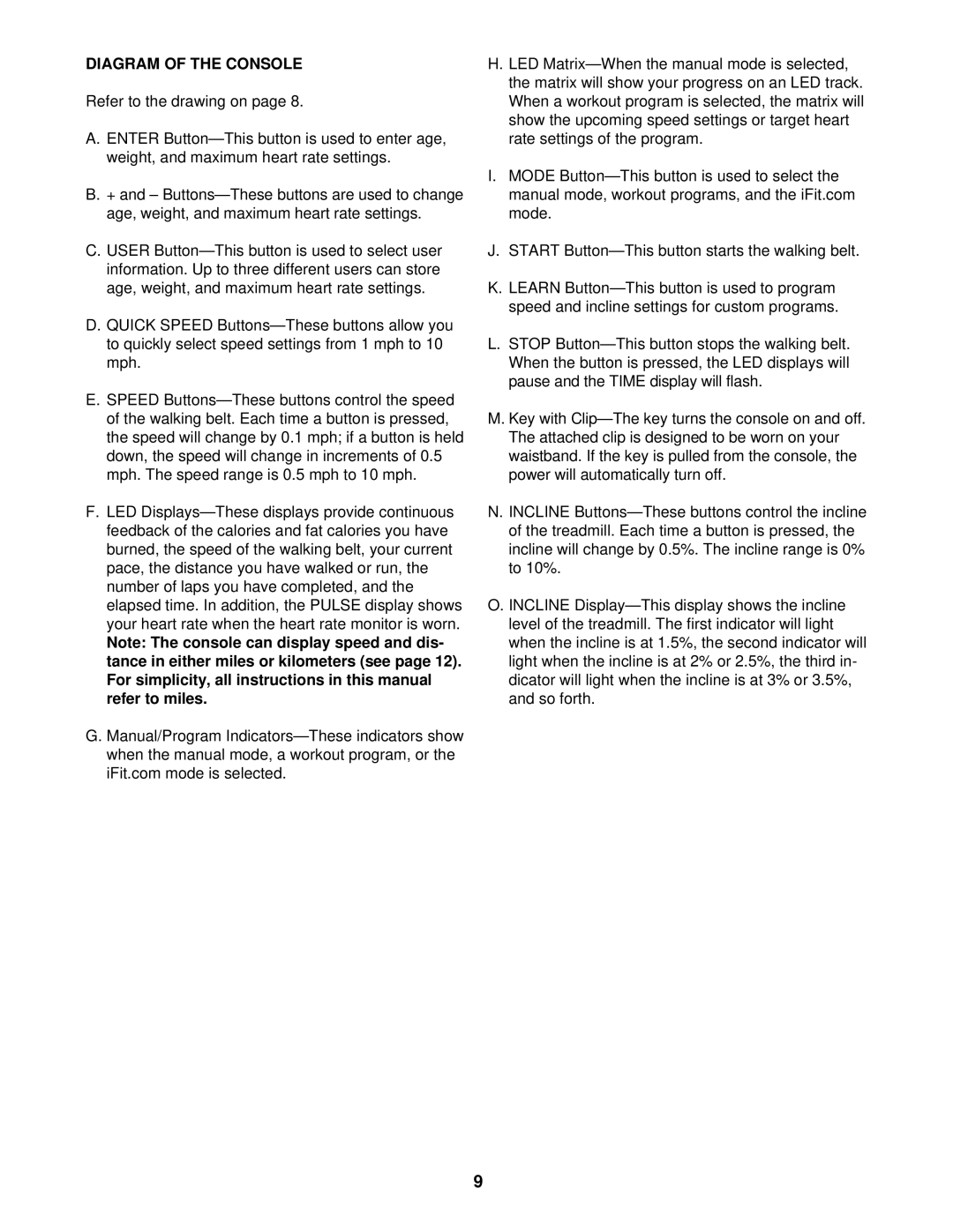 Reebok Fitness RBTL14600 manual Diagram of the Console 