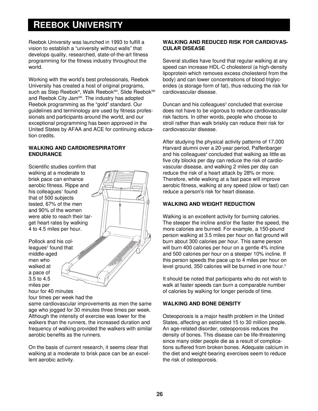 Reebok Fitness RBTL14910 manual Reebok University, Walking and Cardiorespiratory Endurance, Walking and Weight Reduction 