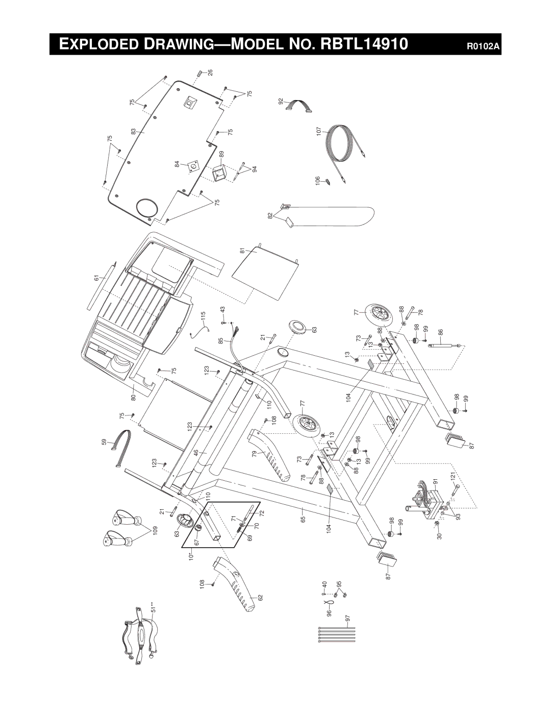 Reebok Fitness manual Exploded DRAWING-MODEL NO. RBTL14910 