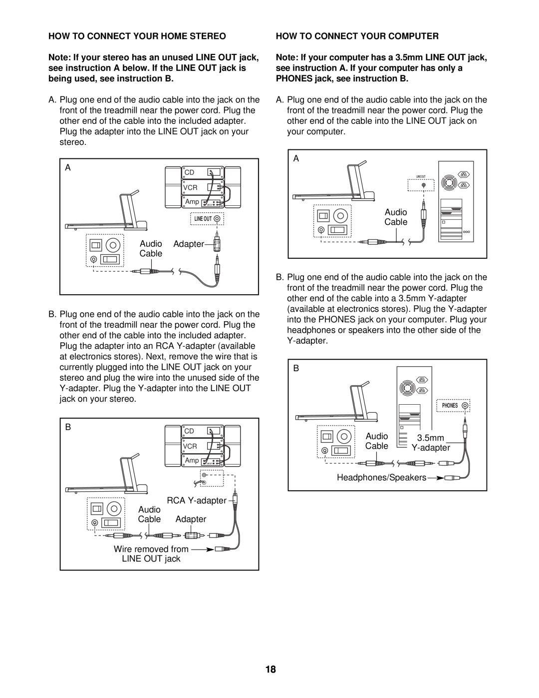 Reebok Fitness RBTL14910 manual How To Connect Your Home Stereo, How To Connect Your Computer, Line Out 