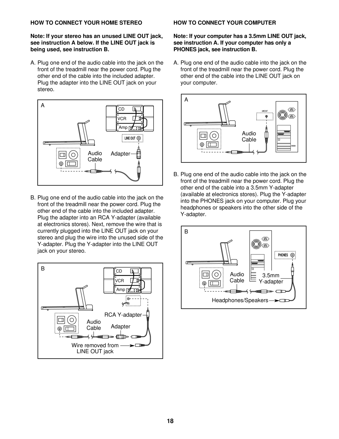 Reebok Fitness RBTL14911 manual HOW to Connect Your Home Stereo, HOW to Connect Your Computer 