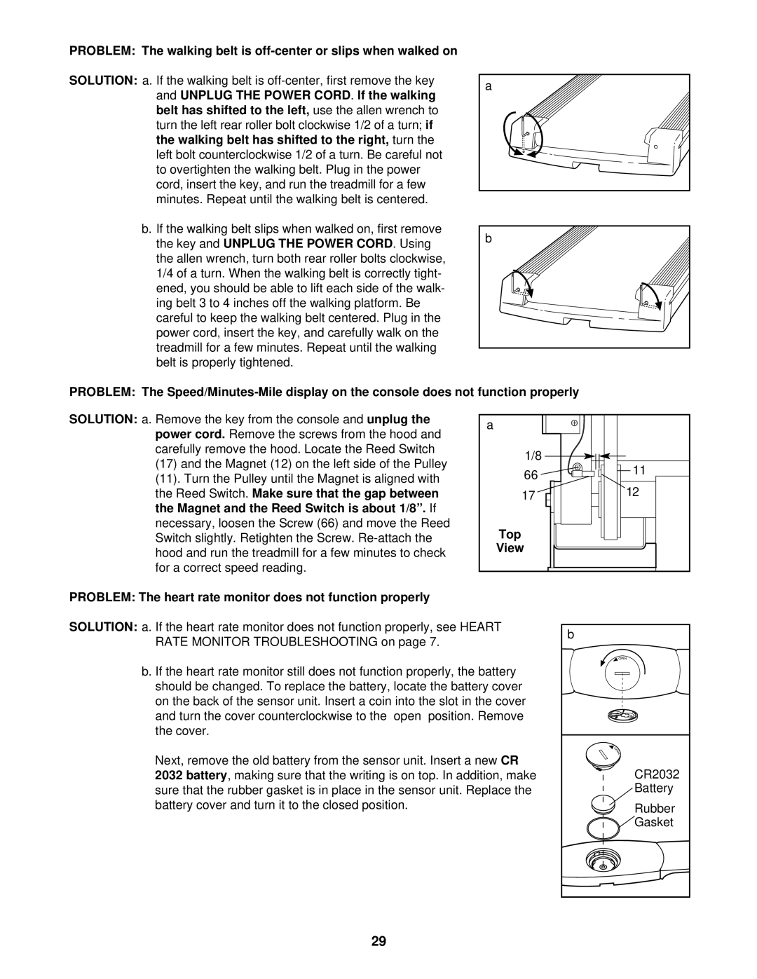 Reebok Fitness RBTL15830 manual Problem The heart rate monitor does not function properly 