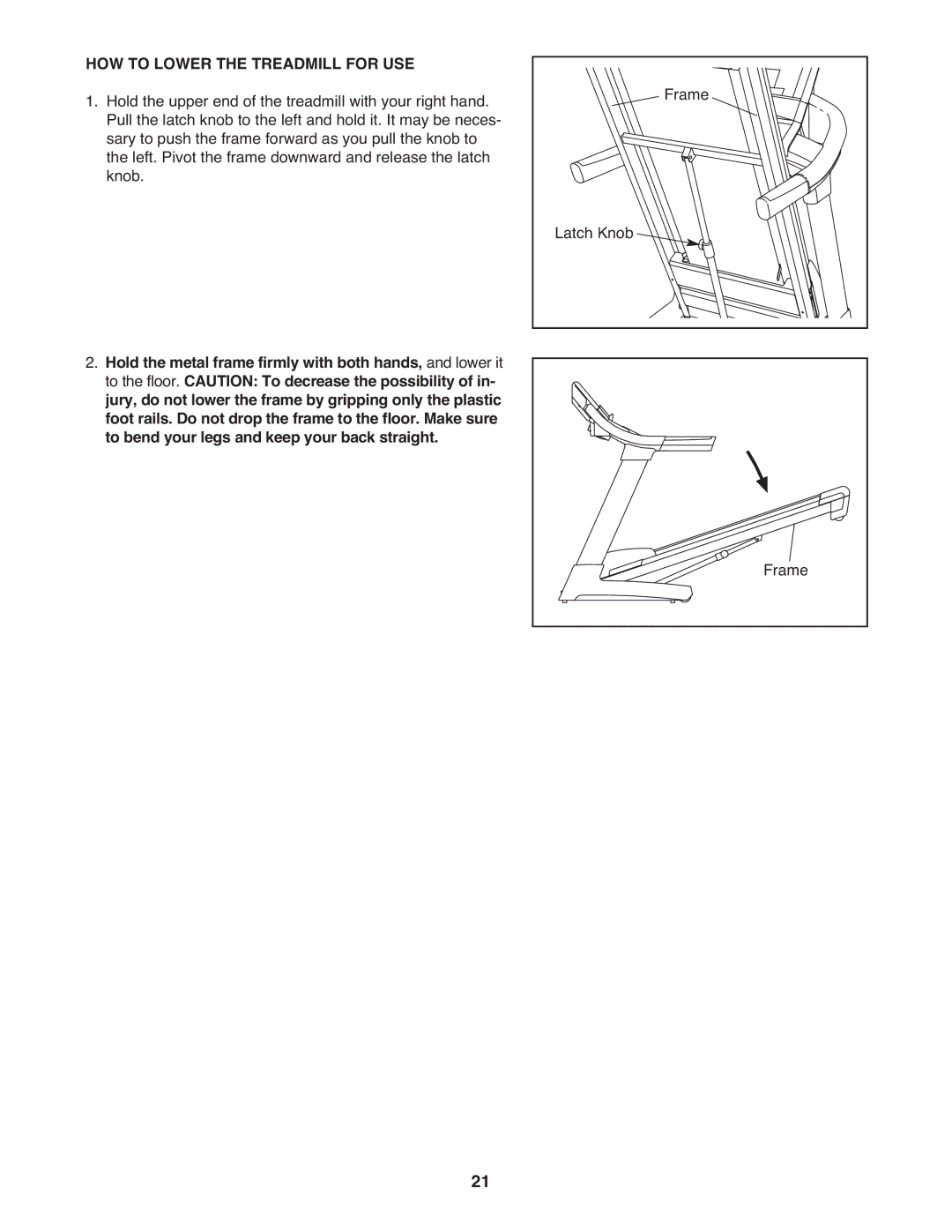 Reebok Fitness RBTL15908.0 manual HOW to Lower the Treadmill for USE 