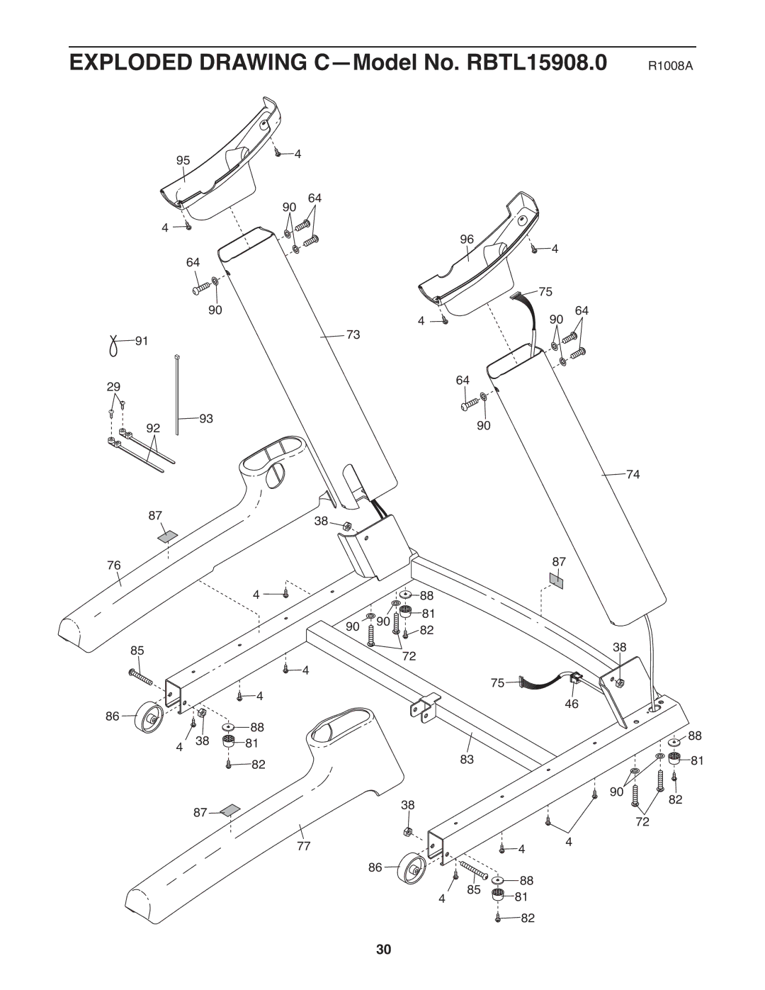 Reebok Fitness manual Exploded Drawing C-Model No. RBTL15908.0 R1008A 