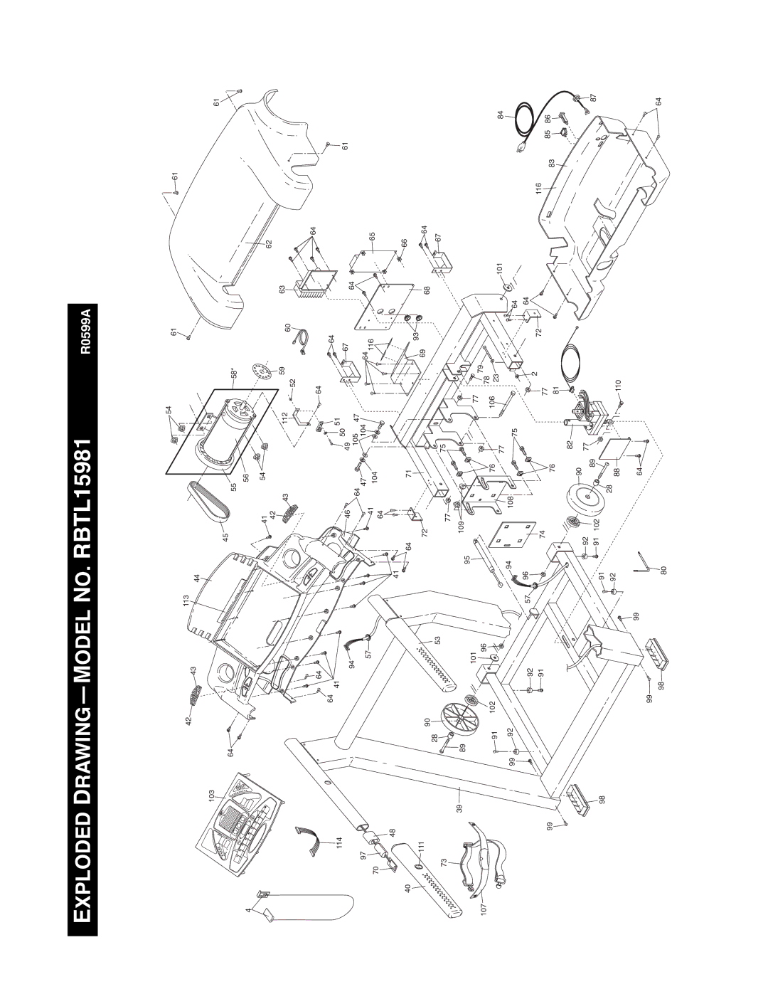 Reebok Fitness RBTL15981 manual 103 113 114 111 107 101 112 105 104 116 109 106 108 102 110 