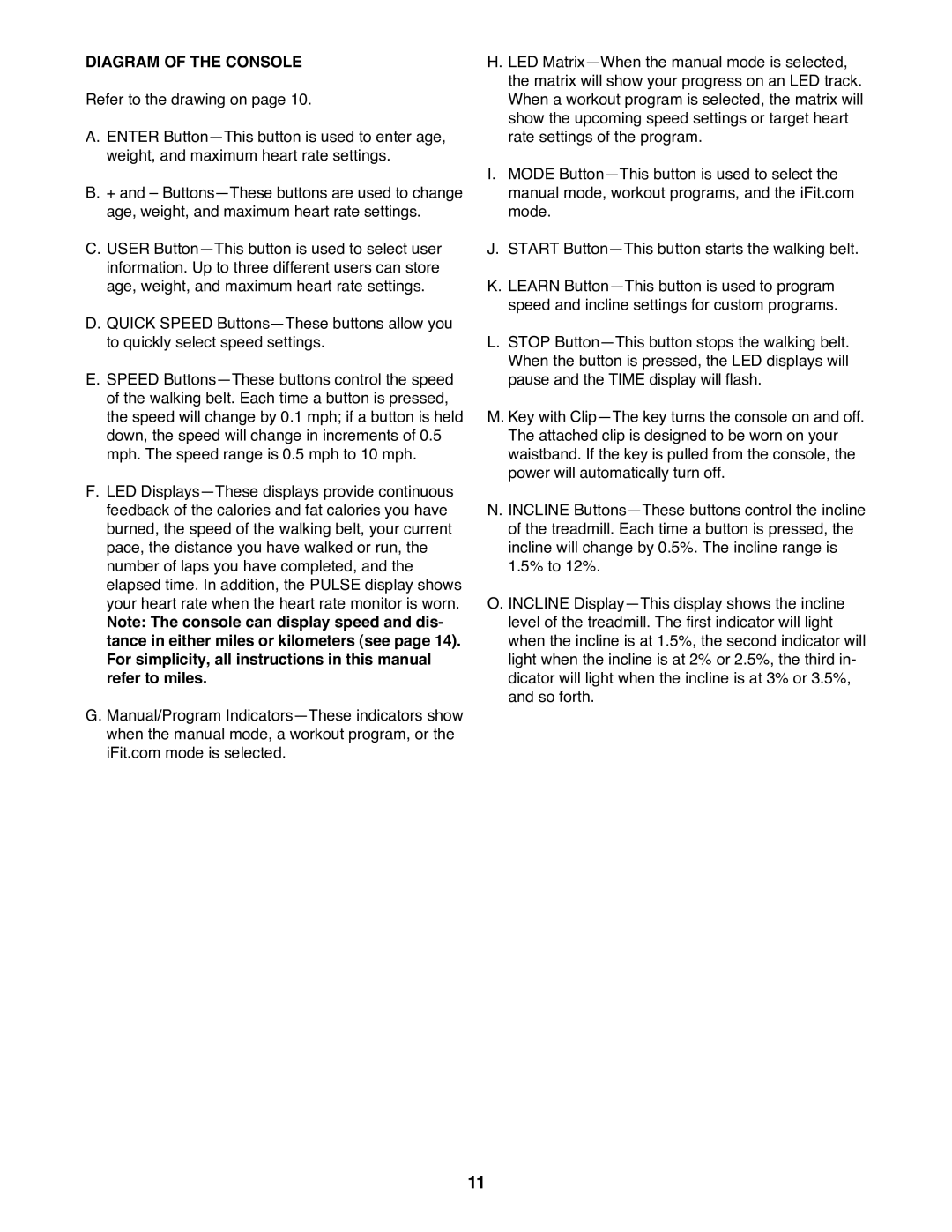 Reebok Fitness RBTL15990 manual Diagram of the Console 