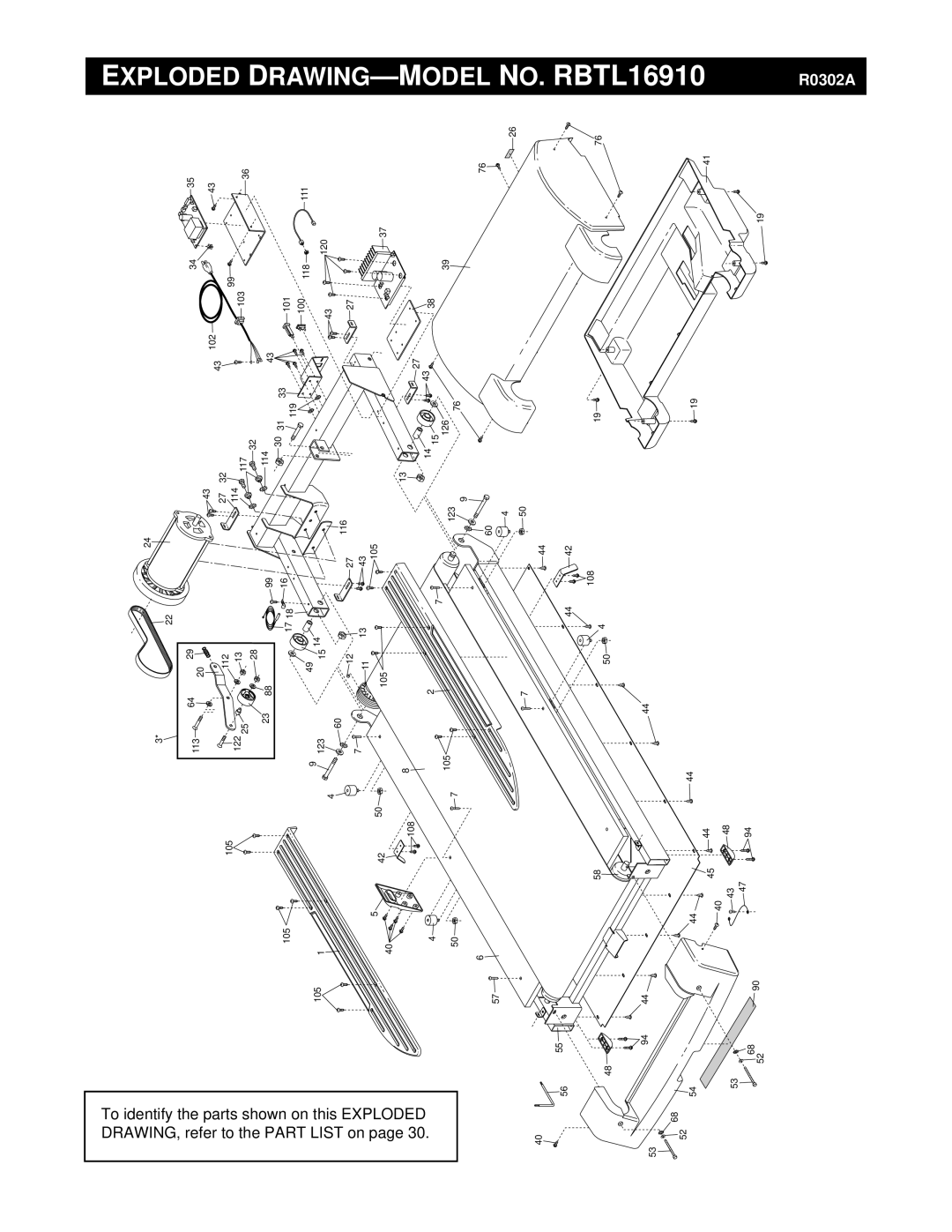 Reebok Fitness RBTL16910 manual Exploded DRAWING-M 