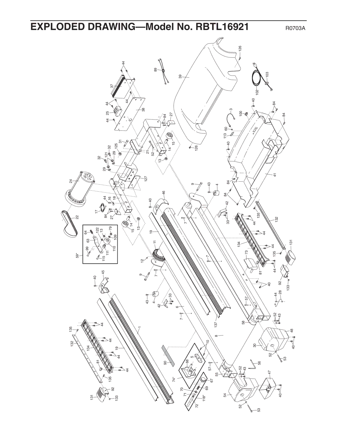 Reebok Fitness manual Exploded DRAWING-Model No.RBTL16921 