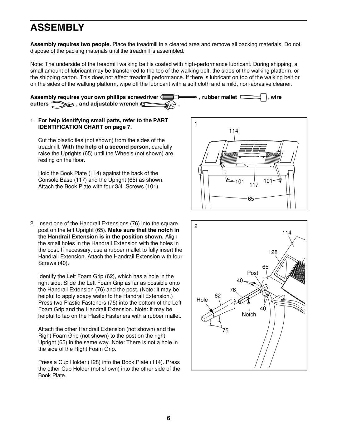 Reebok Fitness RBTL16921 manual Assembly 