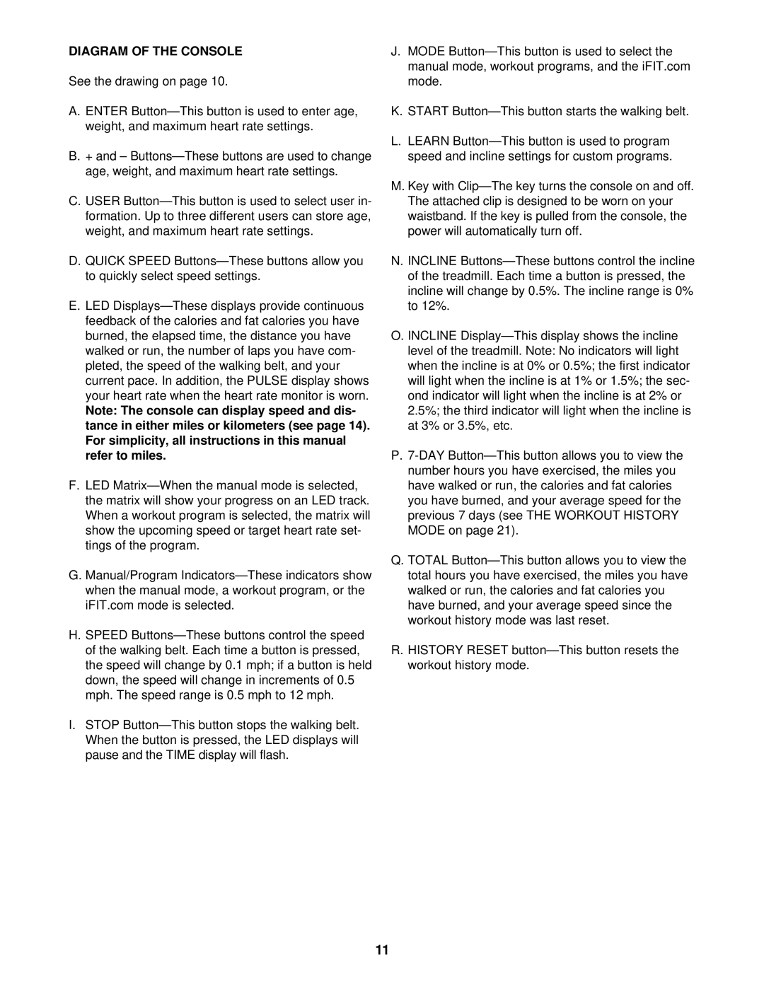 Reebok Fitness RBTL17910 manual Diagram of the Console 