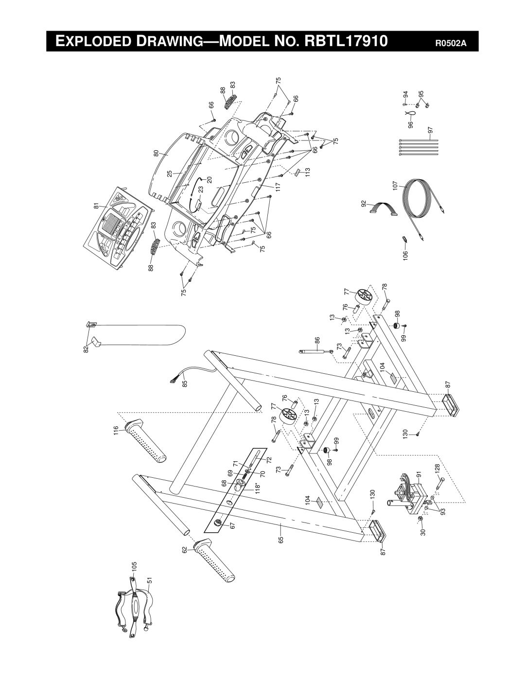 Reebok Fitness RBTL17910 manual Exploded DRAWING-MODEL no 