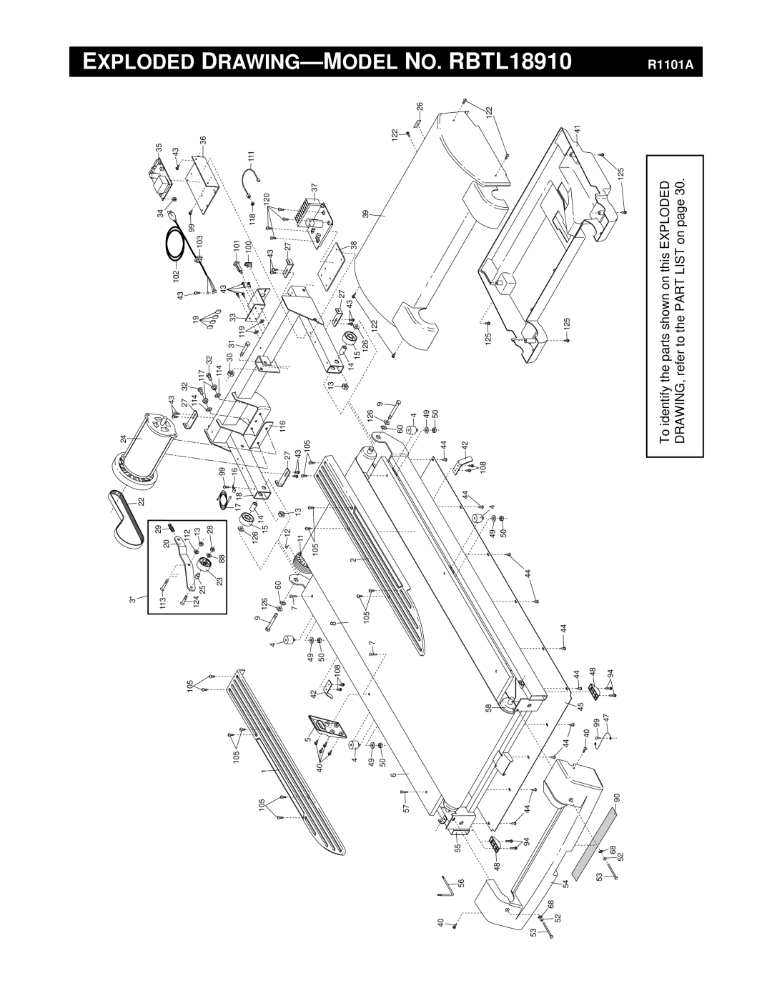 Reebok Fitness manual MODELNO. RBTL18910, Exploded 