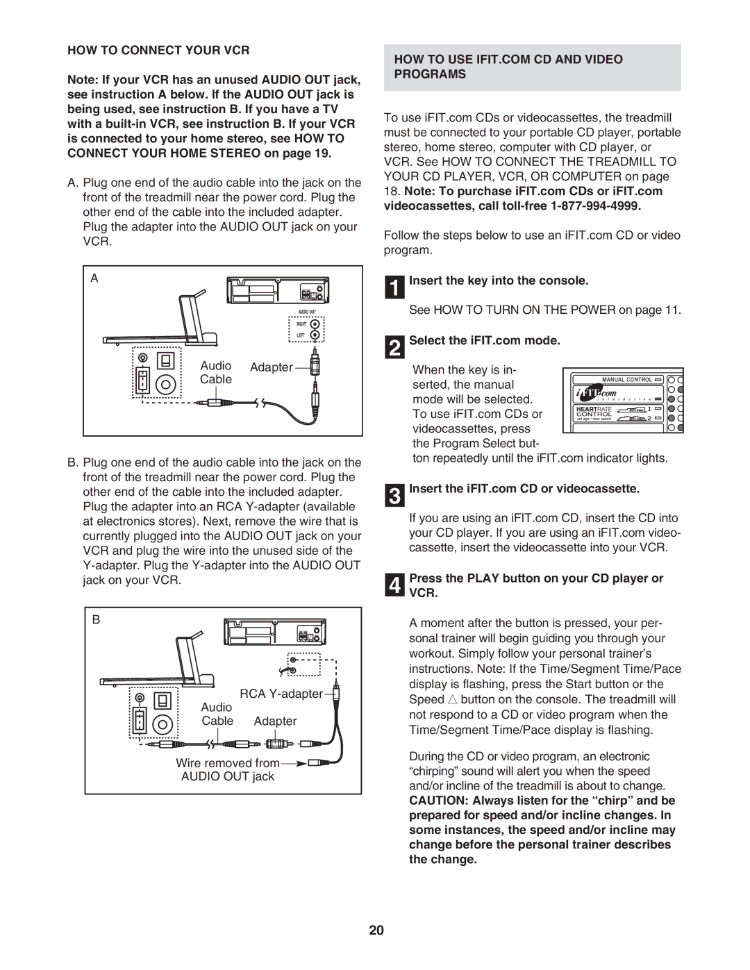 Reebok Fitness RBTL18921 manual HOW to Connect Your VCR, Insert the key into the console, Vcr 