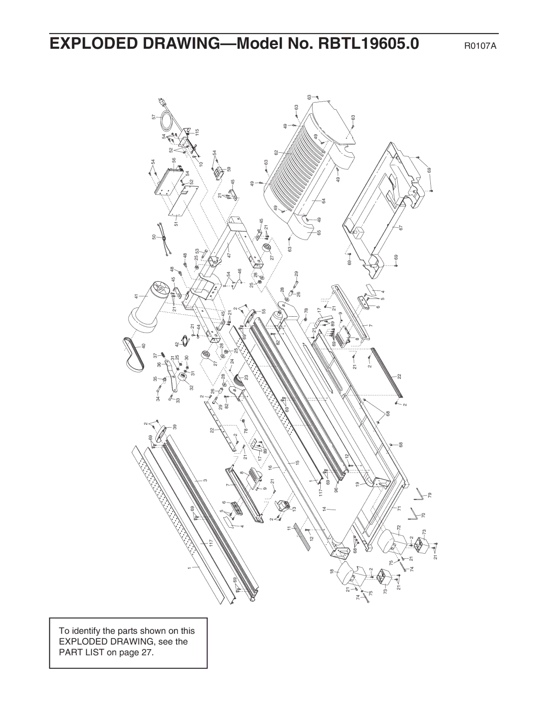 Reebok Fitness manual Exploded, Model No. RBTL19605.0 