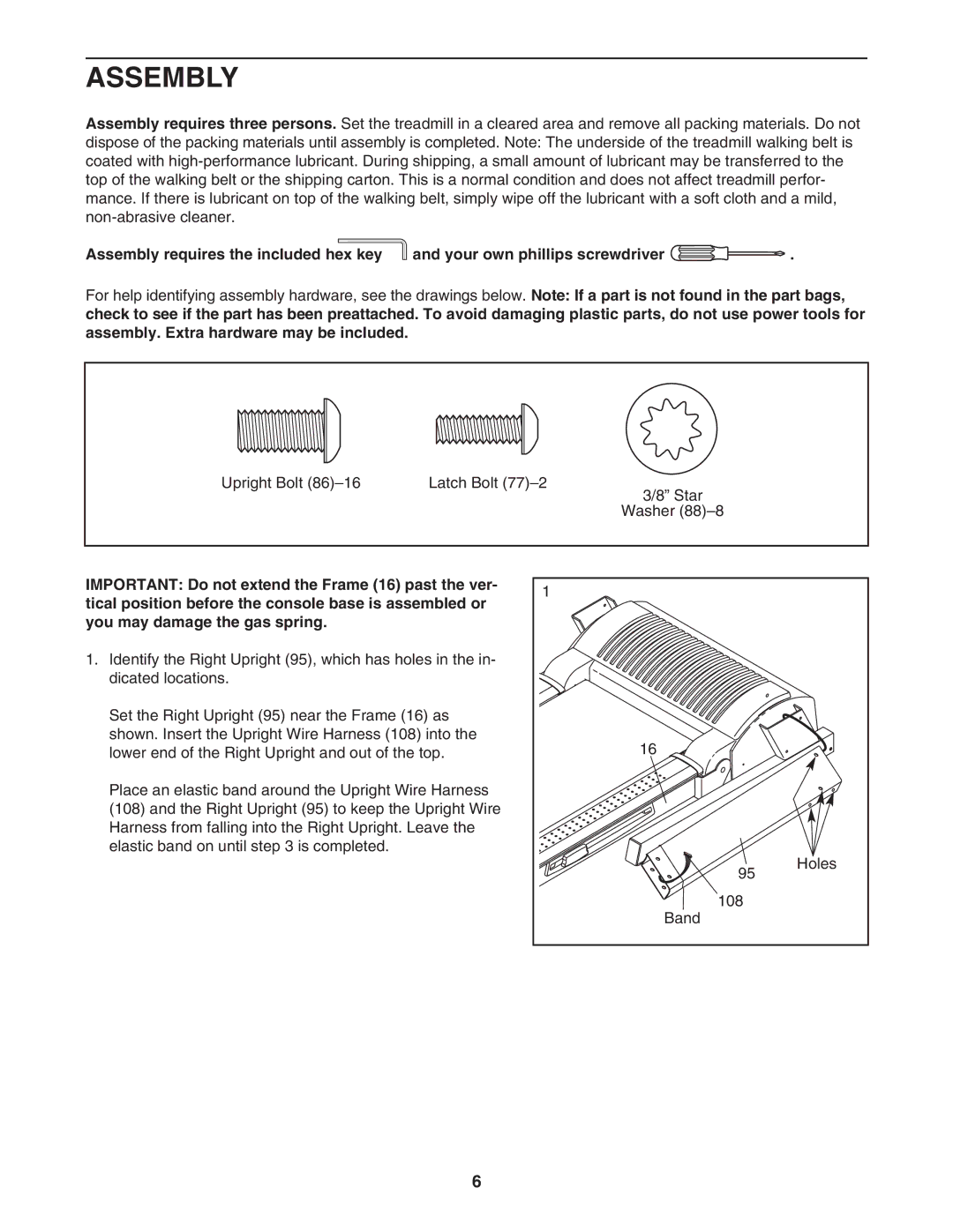 Reebok Fitness RBTL19605.0 manual Assembly 