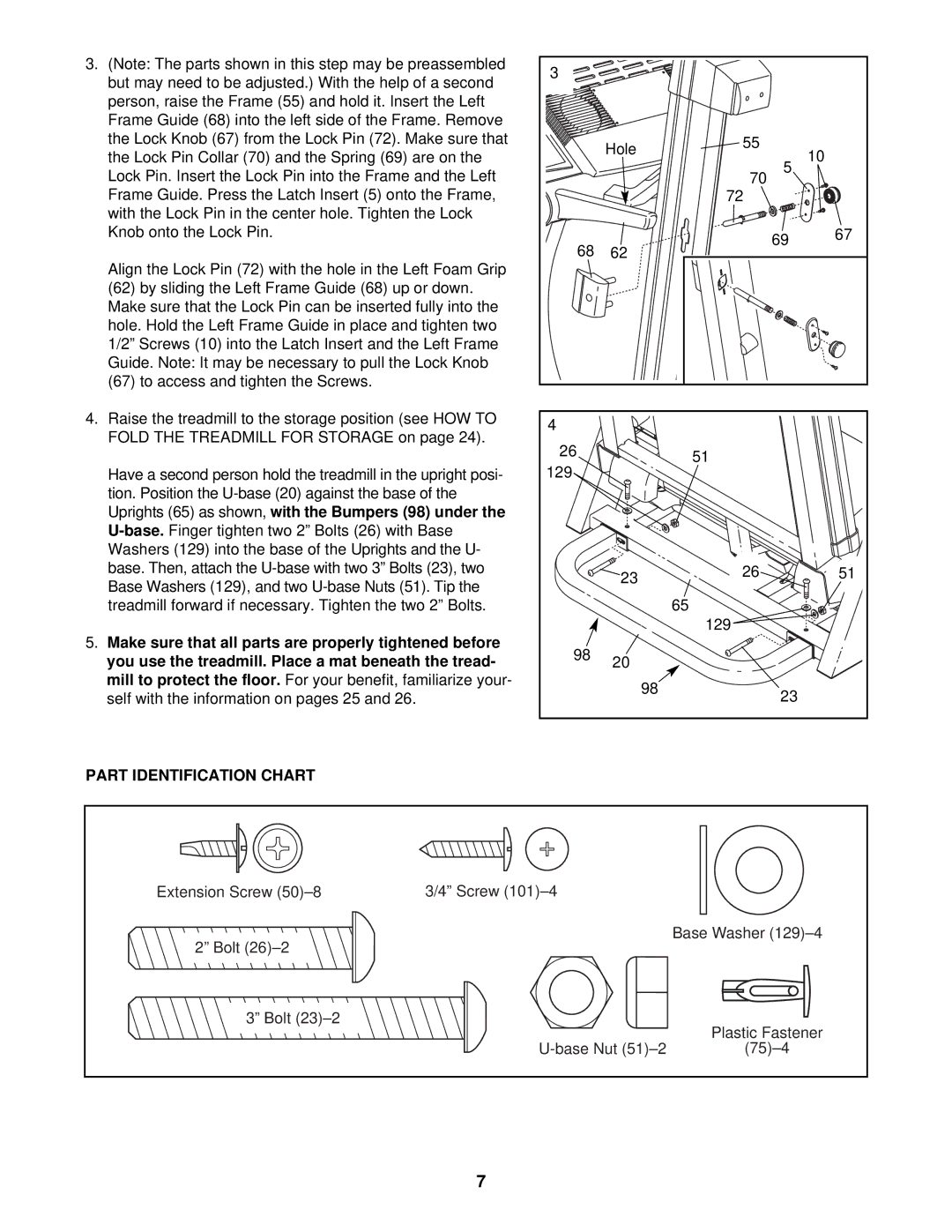 Reebok Fitness RBTL22920 manual Uprights 65 as shown, with the Bumpers 98 under, Part Identification Chart 