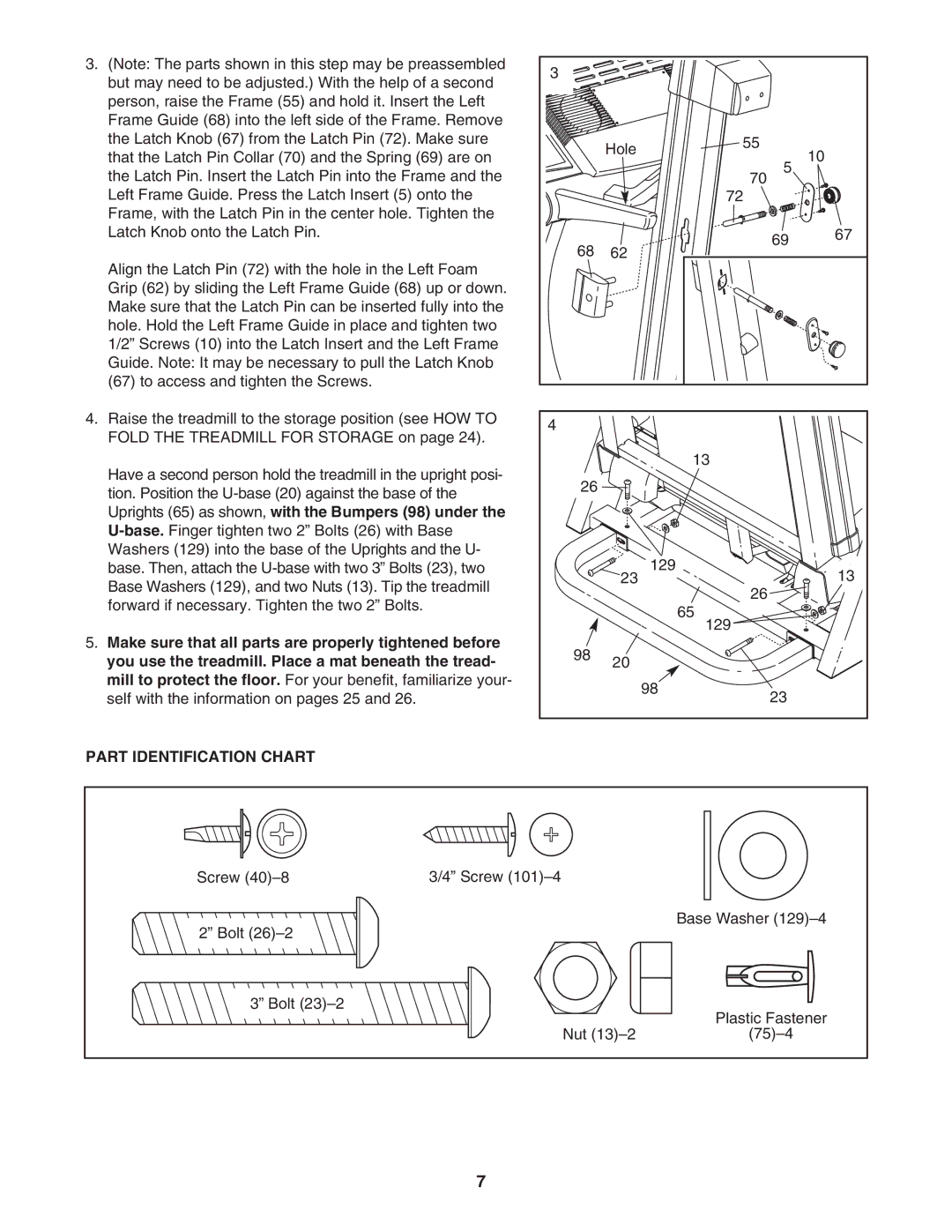 Reebok Fitness RBTL22921 manual Uprights 65 as shown, with the Bumpers 98 under, Part Identification Chart 