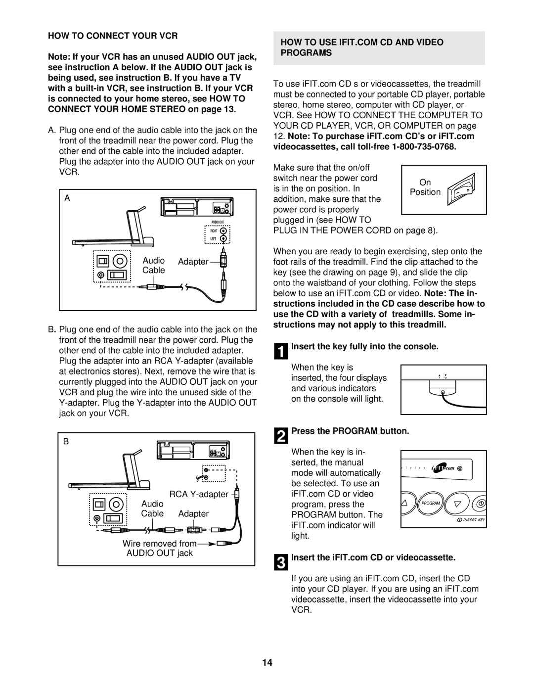 Reebok Fitness RBTL59110 manual HOW to Connect Your VCR, Audio Adapter Cable, Press the Program button 