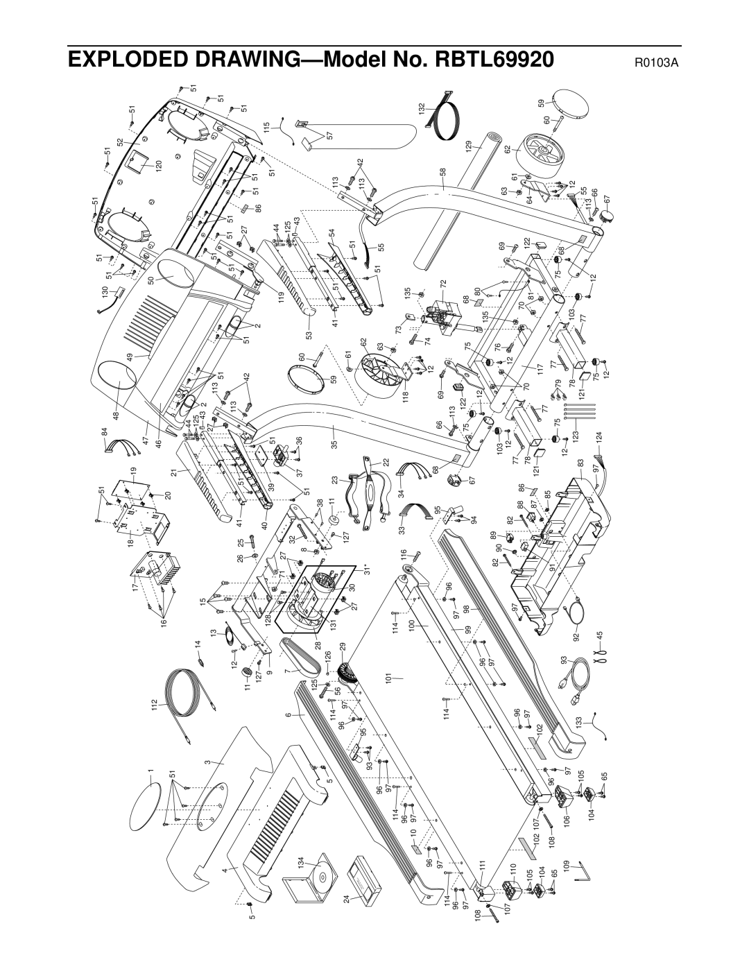 Reebok Fitness RBTL69920 manual R0103A, Exploded 