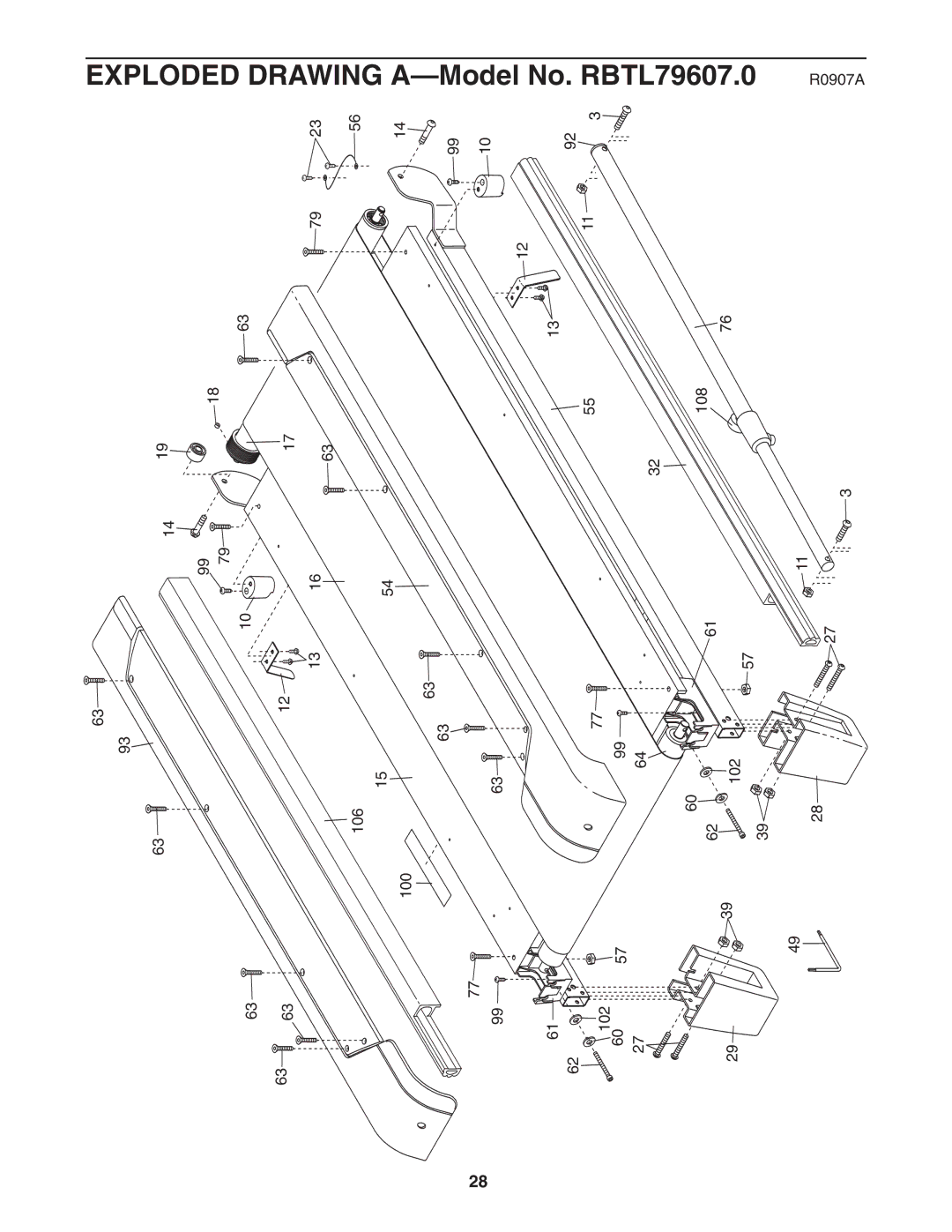 Reebok Fitness RBTL79607.0 manual Exploded 