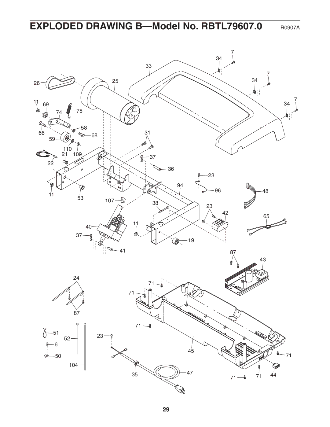 Reebok Fitness manual Exploded Drawing B-Model No. RBTL79607.0 R0907A 