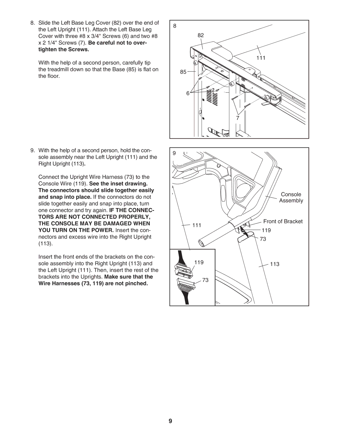 Reebok Fitness RBTL79607.0 manual Tors are not Connected Properly, Console MAY be Damaged When 