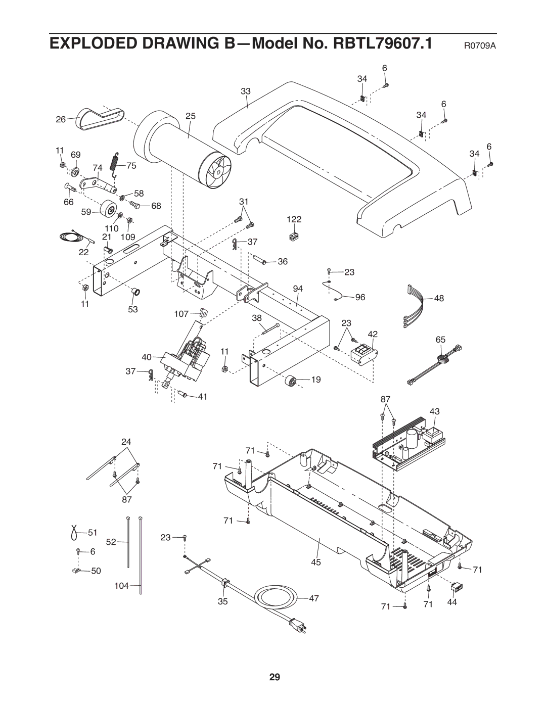 Reebok Fitness manual Exploded Drawing B-Model No. RBTL79607.1 R0709A 