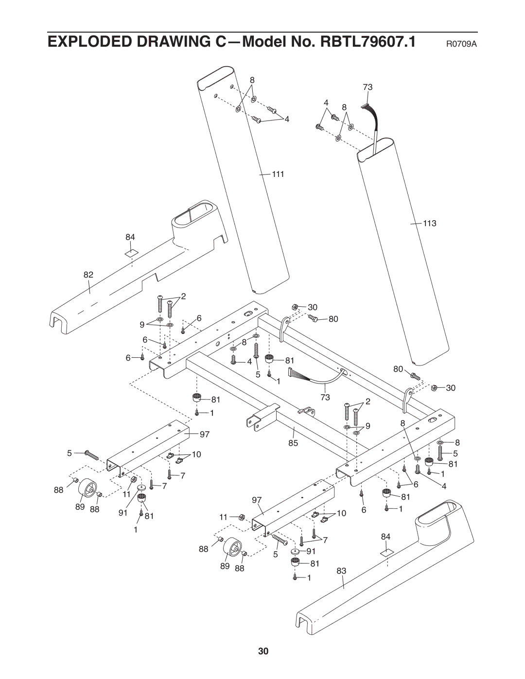 Reebok Fitness manual Exploded Drawing C-Model No. RBTL79607.1 R0709A 