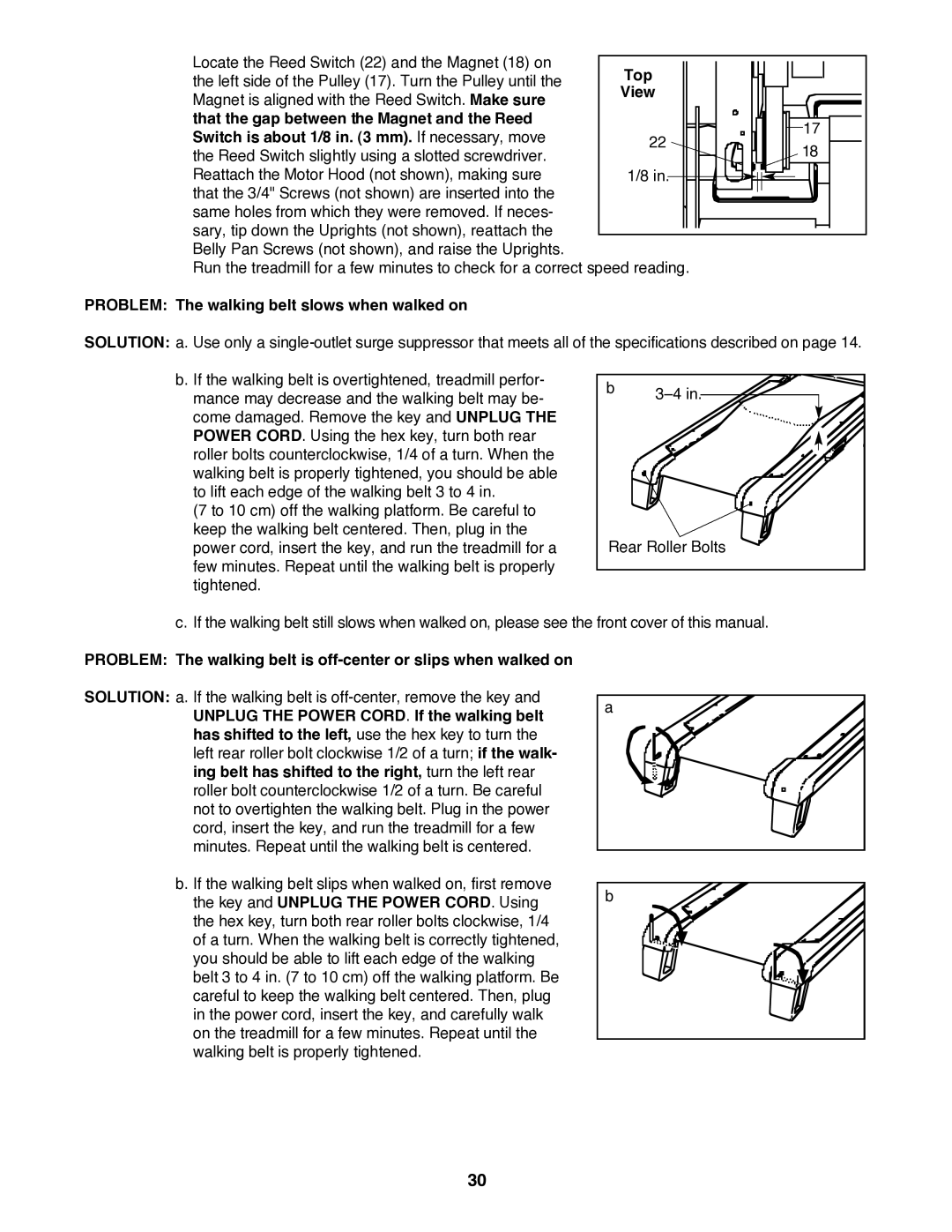 Reebok Fitness RCTL09707.0 manual Problem The walking belt slows when walked on 