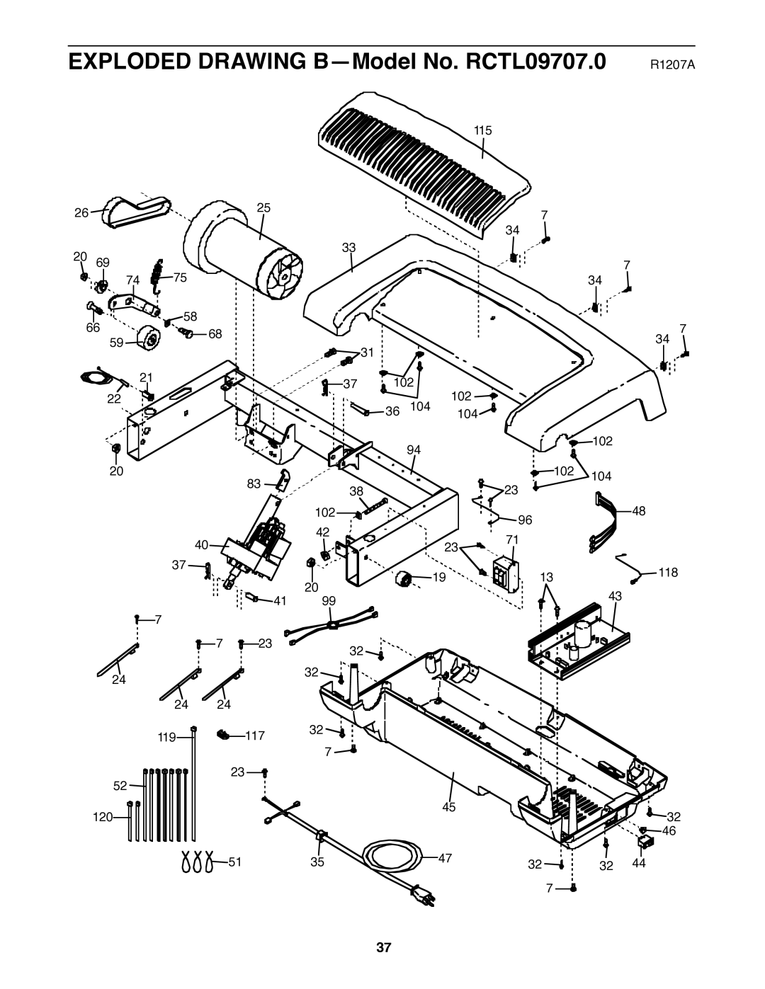 Reebok Fitness manual Exploded Drawing B-Model No. RCTL09707.0 R1207A 