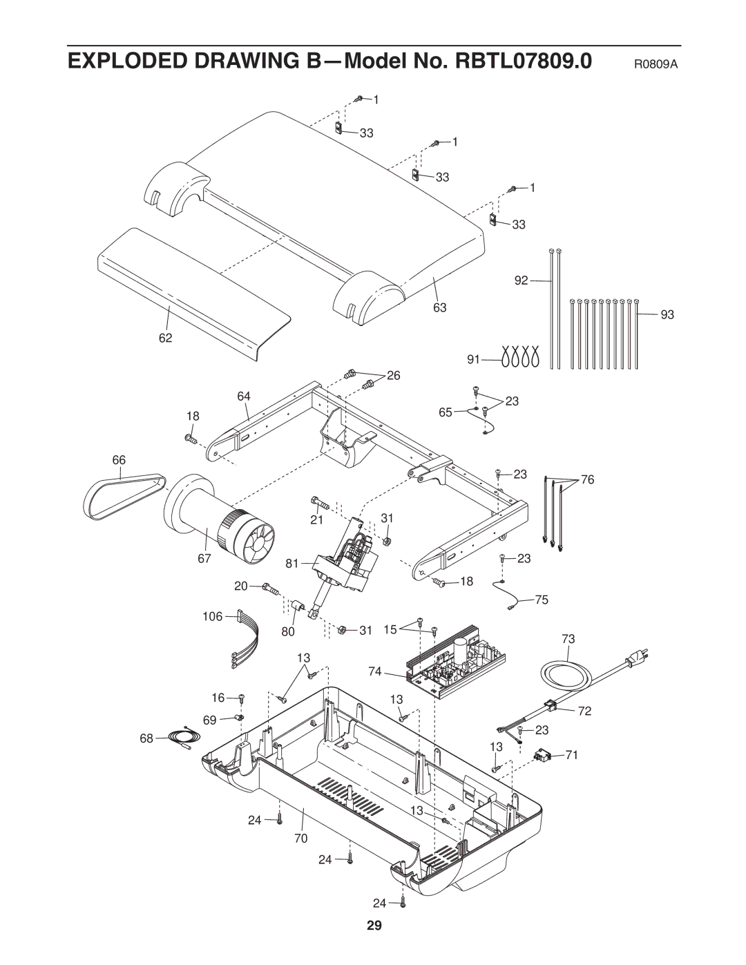 Reebok manual Exploded Drawing B-Model No. RBTL07809.0 R0809A 