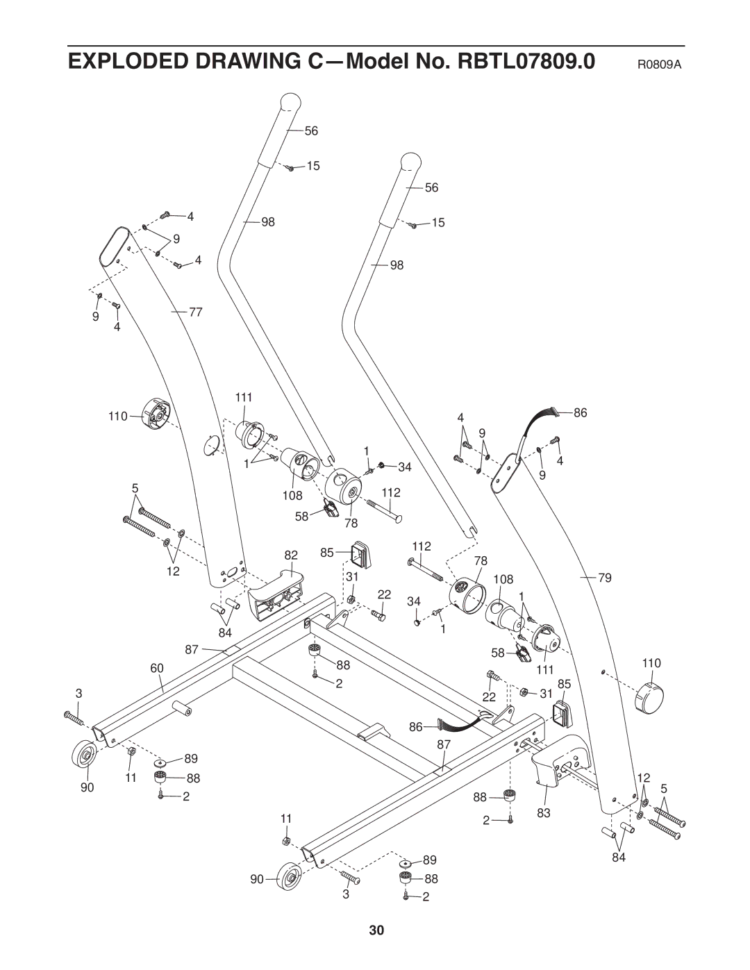 Reebok manual Exploded Drawing C-Model No. RBTL07809.0 R0809A 