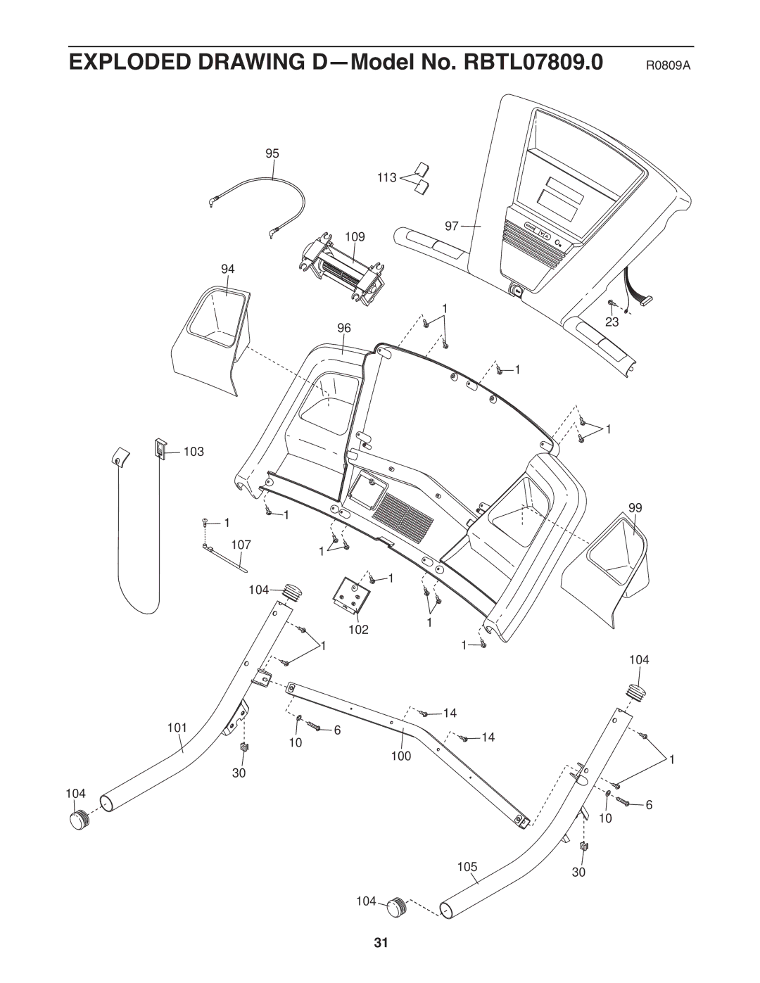 Reebok manual Exploded Drawing D-Model No. RBTL07809.0 R0809A 