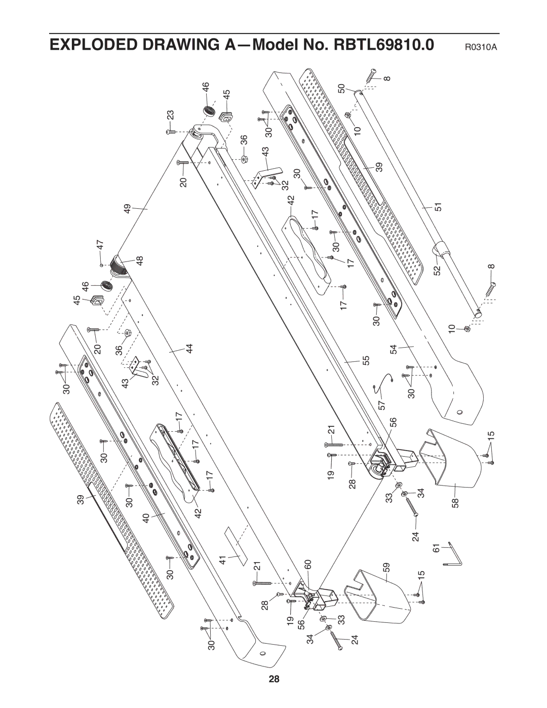 Reebok manual Exploded Drawing A-Model No. RBTL69810.0 R0310A 