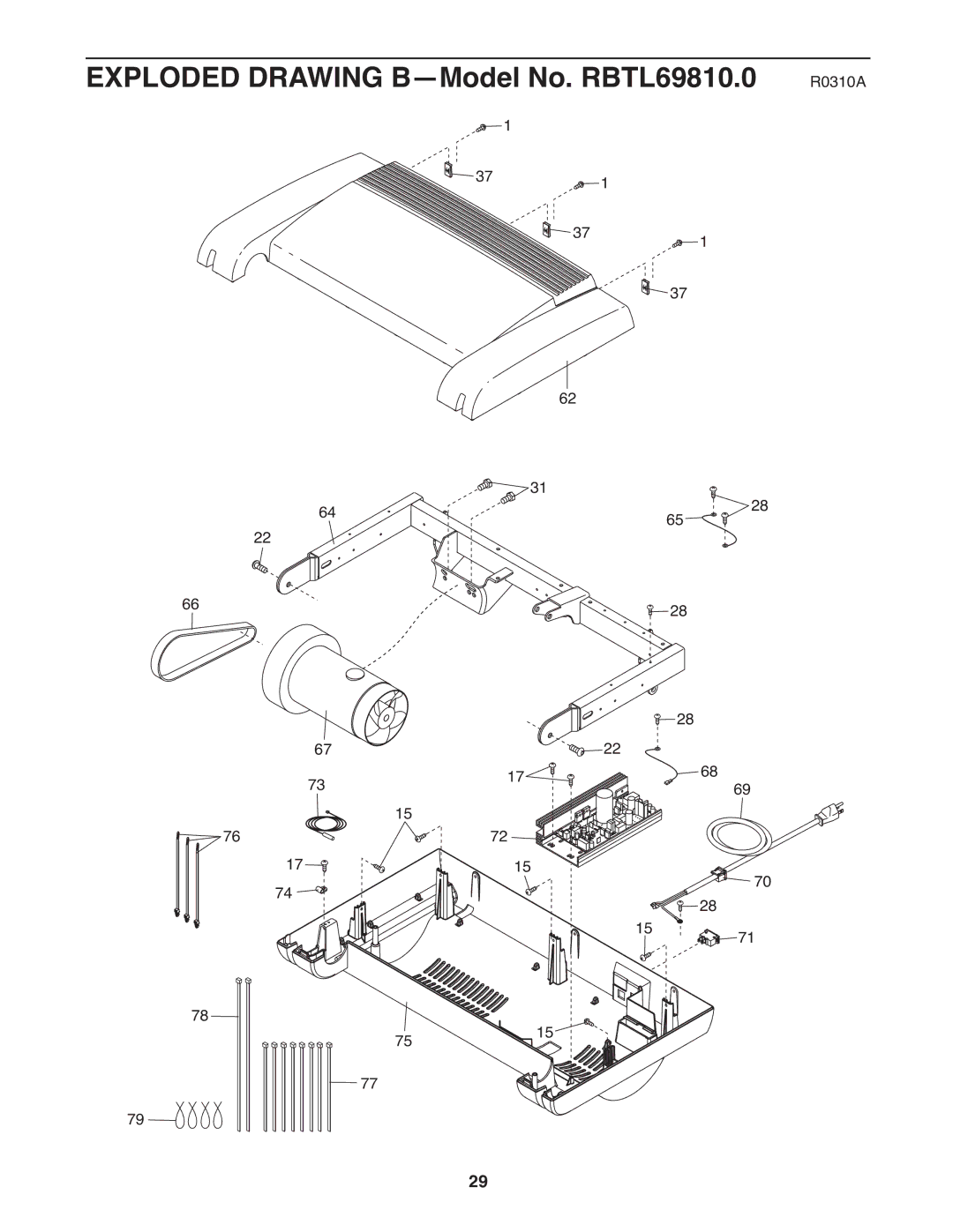 Reebok manual Exploded Drawing B-Model No. RBTL69810.0 R0310A 