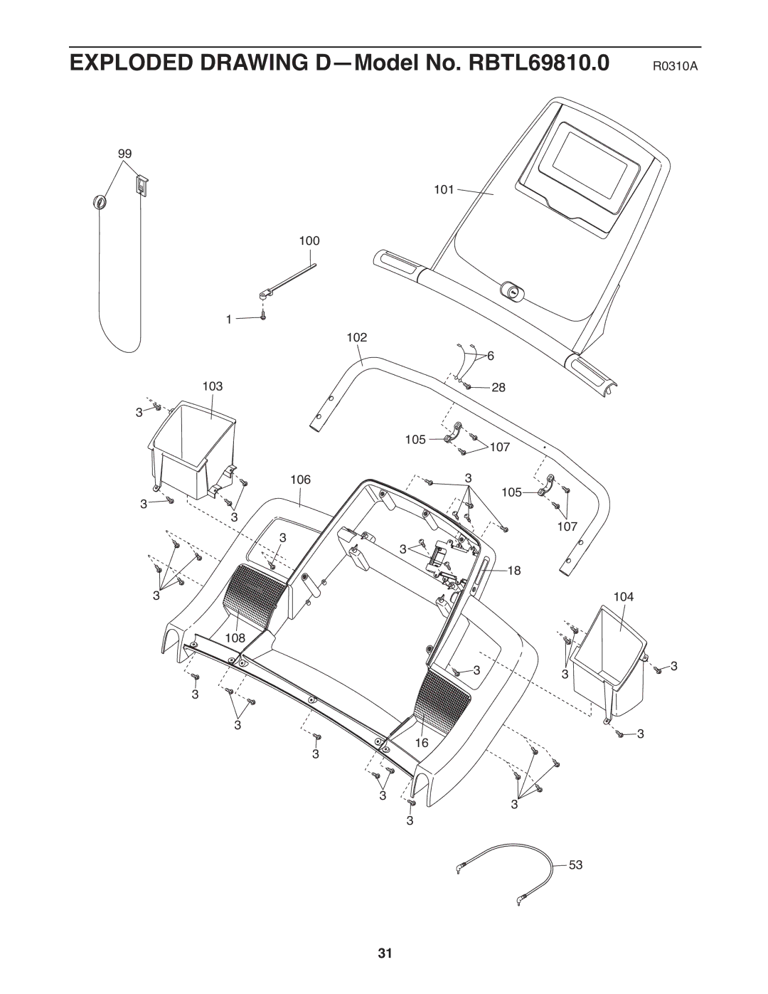 Reebok manual Exploded Drawing D-Model No. RBTL69810.0 R0310A 