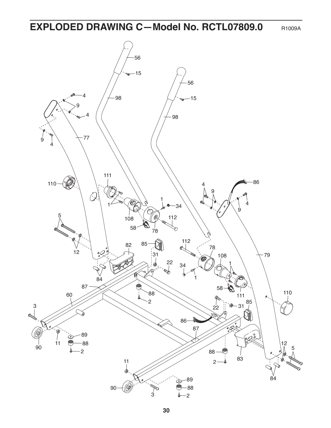 Reebok manual Exploded Drawing C-Model No. RCTL07809.0 R1009A 