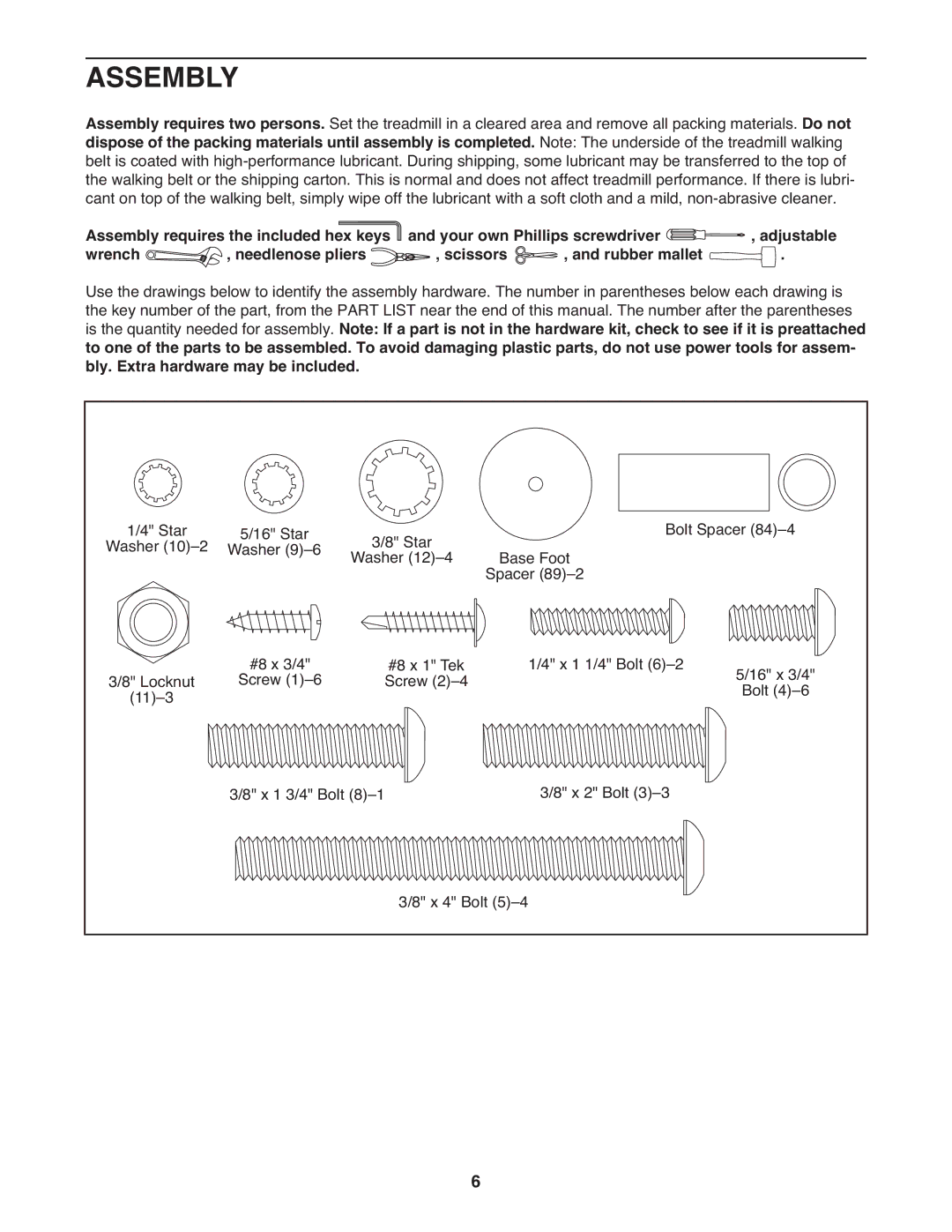 Reebok RCTL07809.0 manual Assembly 