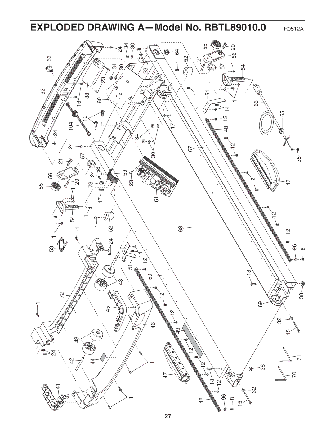 Reebok RT 8.0 manual Exploded Drawing a -Model No. RBTL89010.0 R0512A 